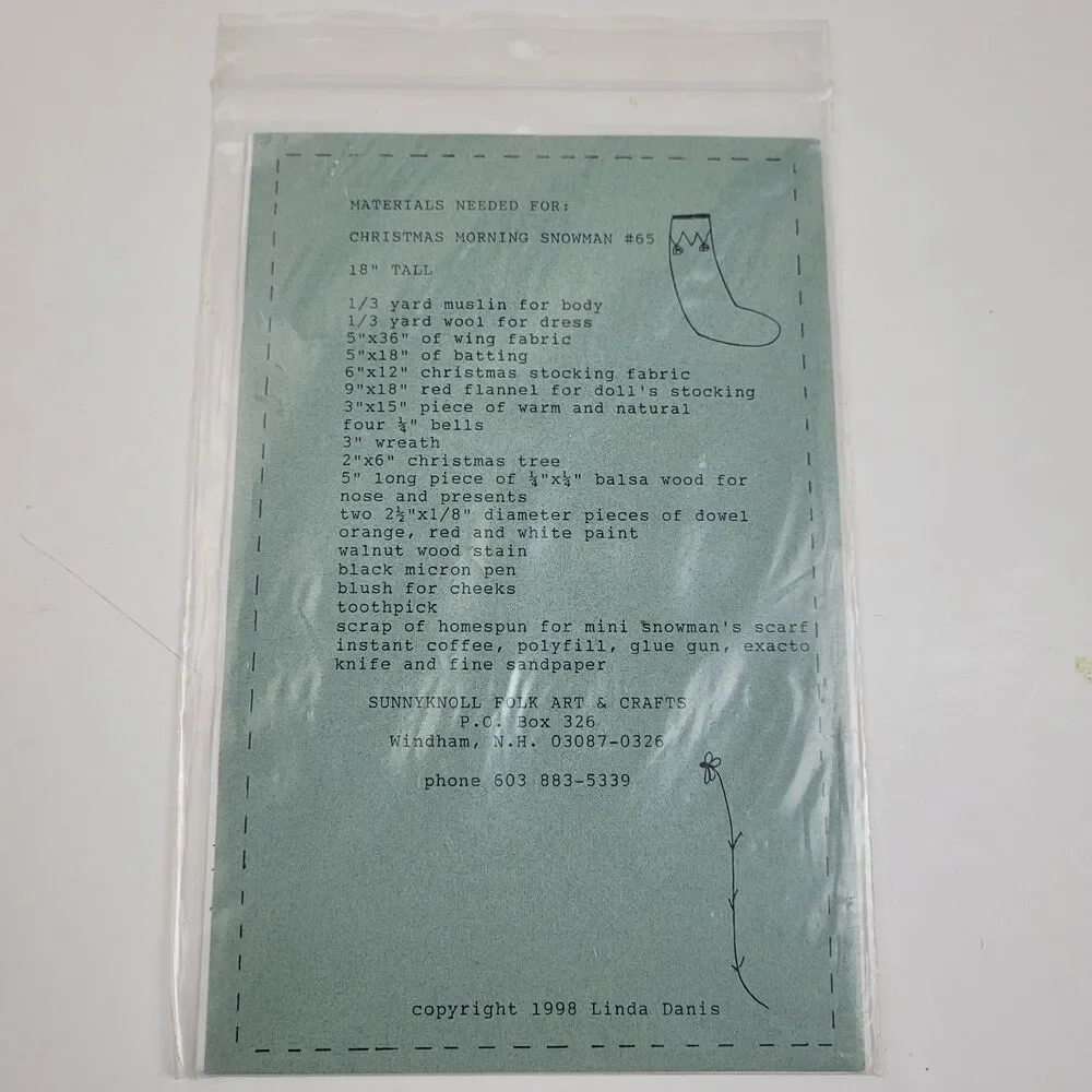 Sunnyknoll Folk Art #65 Christmas Morning Snowman primitive sewing pattern